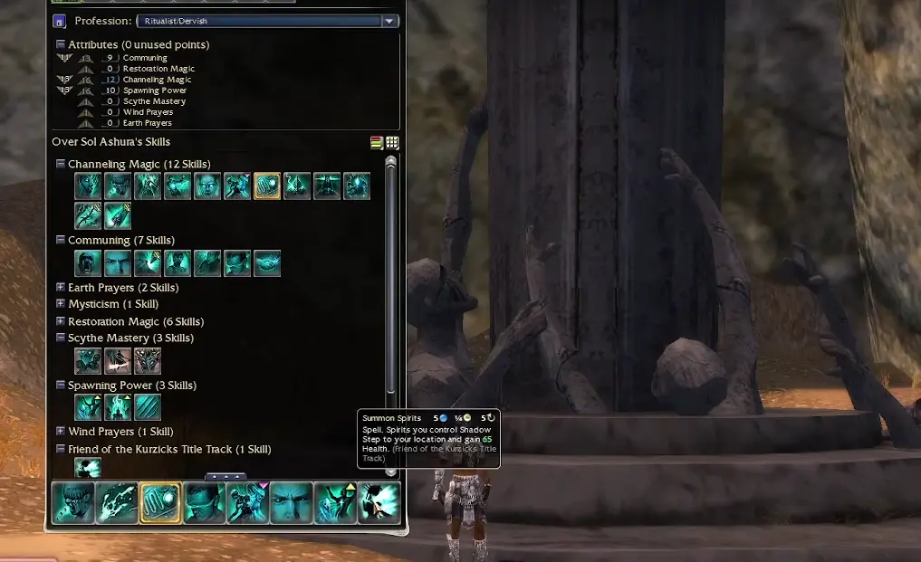 Guild Wars spirit-spammer skill bar and Underworld preparation