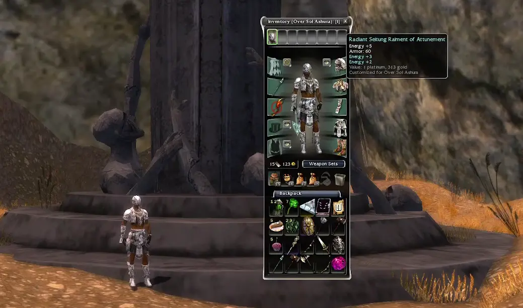 Guild Wars character equipment and inventory for Ecto farming